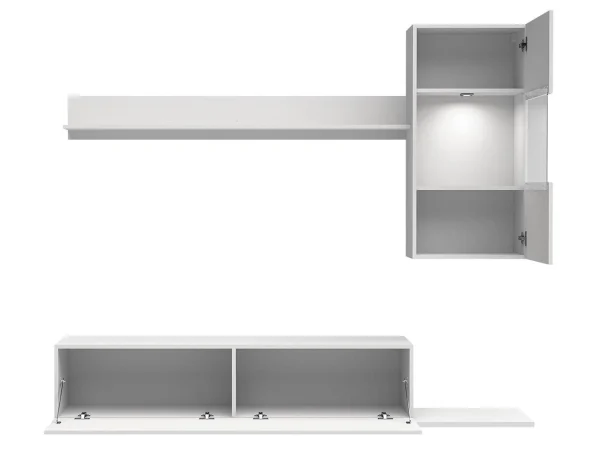 Retour Gratuit Mur Tv-hifi CETEMA 3 Portes Blanc Avec Led 4