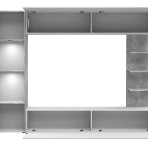fashioniable Mur Tv-hifi LAZARE 3 Portes Béton/blanc Sans Led 10