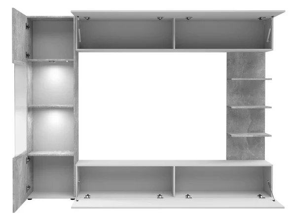 fashioniable Mur Tv-hifi LAZARE 3 Portes Béton/blanc Sans Led 4