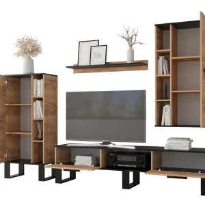 Mur Tv-hifi GRANDIO 4 Portes Chêne Artisan/noir commentaire favorable 10