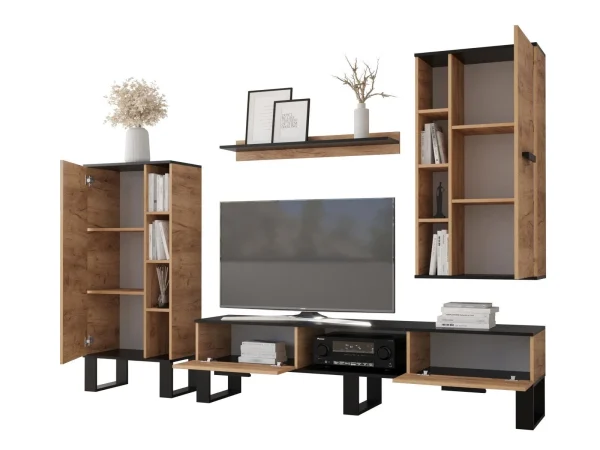 Mur Tv-hifi GRANDIO 4 Portes Chêne Artisan/noir commentaire favorable 4