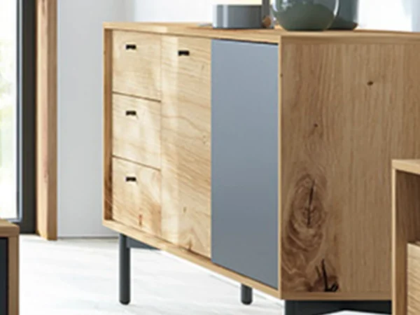 vente en ligne pas cher Commode FLOWER 2 Portes 3 Tiroirs Chêne Artisan/noir 4