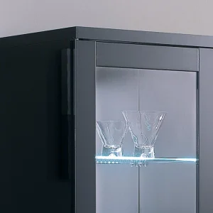 Vitrine ROMEO 2 Portes Noir Laque Avec Led boutique en ligne 11