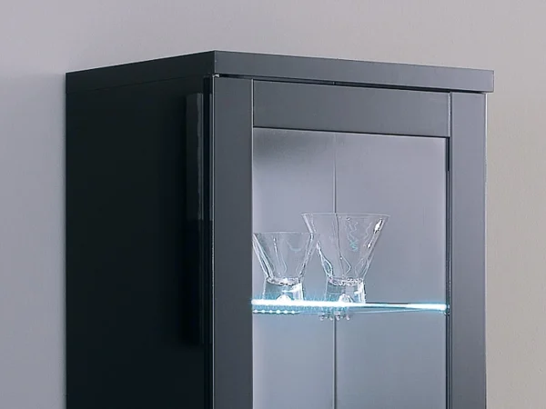 Vitrine ROMEO 2 Portes Noir Laque Avec Led boutique en ligne 4