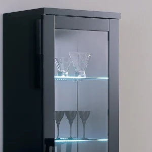 Vitrine REBECCA 2 Portes Noir Laque Avec Led livraison la plus rapide 11