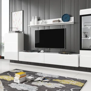 prix pas cher Mur Tv-hifi VITTORIO 7 Portes Blanc Brillant Sans Led 11