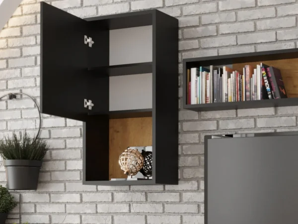 boutiqued pas cher Mur Tv-hifi KEO Droit Chêne Wotan/noir 5