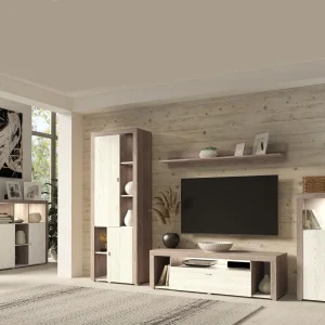 Mur Tv-hifi NILA 3 Portes 1 Tiroir Abattante Bouleau Cibiu/sonoma Truffé boutique pas cher 7