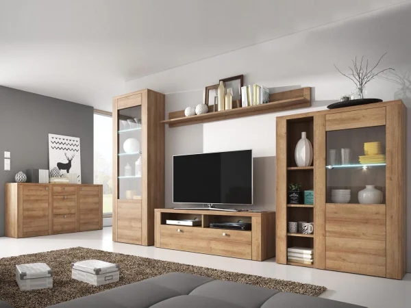 Commode Haute LARZAC 1 Porte Chêne Rivera solde en ligne 5