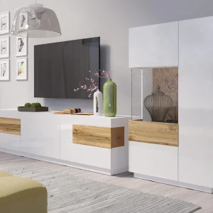 aux meilleurs prix Commode SILAC 2 Portes (gauche) Blanc/chêne Wotan Sans Led 13