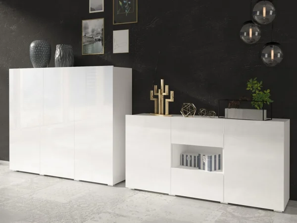 Service Clients Dédié Commode DOLES 3 Portes Blanc/blanc Brillant 5