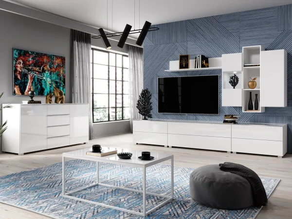 Armoire Murale HELA 1 Porte Vitrée Blanc Brillant Sans Led REMISE allant 5