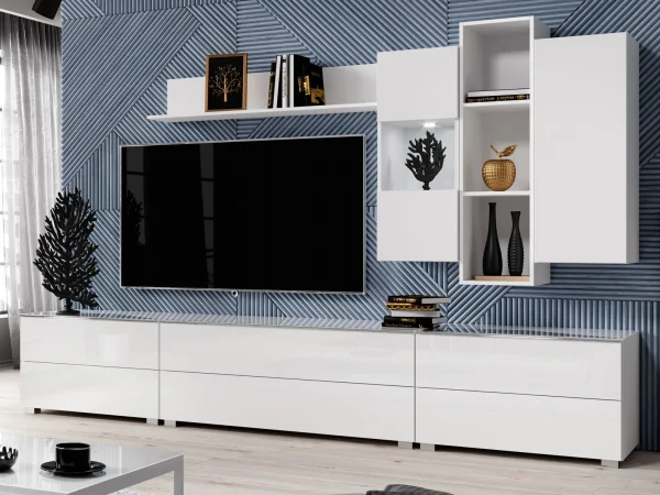 en ligne vente Armoire Murale HELA 3 Niches Blanc Brillant 5