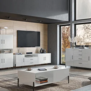 Armoire RUMA 4 Portes Blanc/blanc Brillant Top ventes 14
