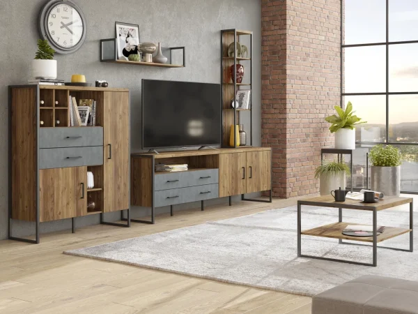 nouvelle saison Commode Haute MODECO 2 Portes 2 Tiroirs Appenzeller/matera Clair 4