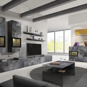 Mur Tv-hifi BABEL 5 Portes Ardoise Colorée Sans Led magasin en ligne france 13