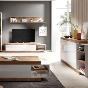 Étagère SINO 180 Cm Chêne/blanc Laqué Distributeur Officiel 11
