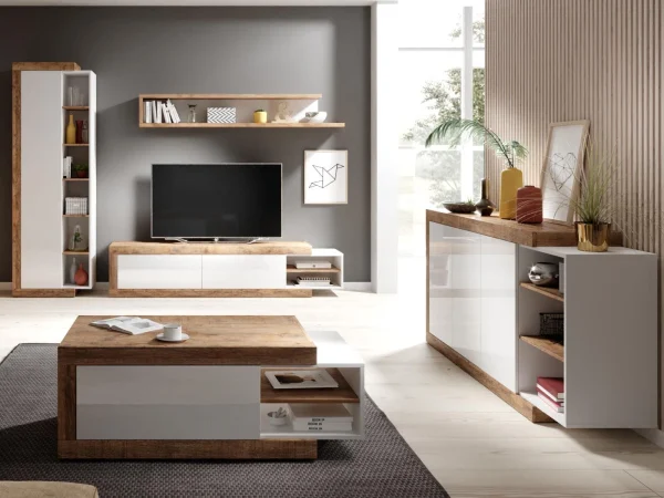Étagère SINO 180 Cm Chêne/blanc Laqué Distributeur Officiel 4