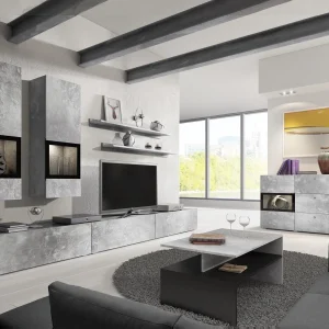 Mur Tv-hifi BABEL 5 Portes Béton Sans Led haute qualité 14