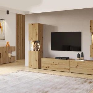 grossiste en ligne Mur Tv-hifi AVATAR 4 Portes Chêne Artisan Avec Led 14