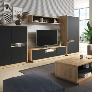 Étagère Murale ASTER 150 Cm Noir Mat/chêne Taurus magasin solde 16