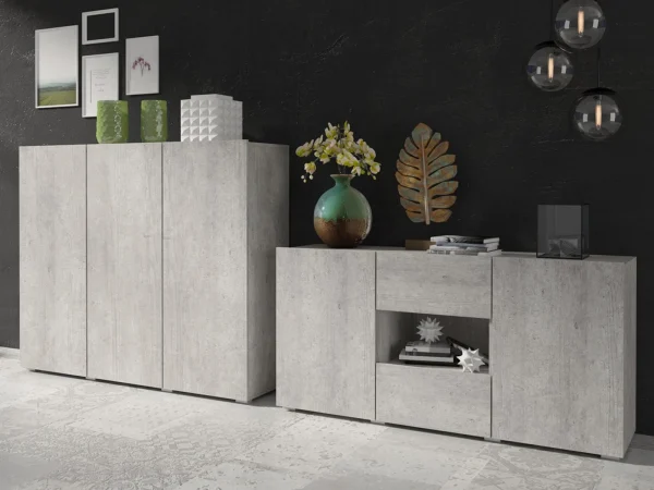 Commode DOLES 3 Portes Béton Colorado boutiqued pas cher 5