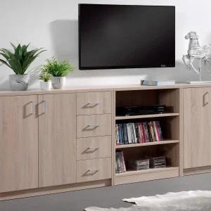 en solde Commode ESPACITO 2 Portes 4 Tiroirs Chêne Sonoma 13