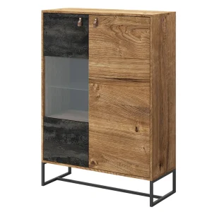 vente luxe pas cher Armoire DARKO 2 Portes Chêne Ribbec/noir Sans Led 14