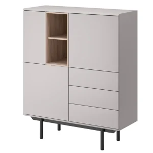 Commode INOXO 3 Portes 3 Tiroirs Gris Clair/chêne Jackson Nouveau 14