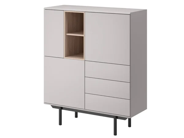 Commode INOXO 3 Portes 3 Tiroirs Gris Clair/chêne Jackson Nouveau 5