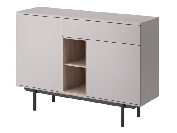 Commode INOXO 2 Portes 1 Tiroir Gris Clair/chêne Jackson magasins pour 5