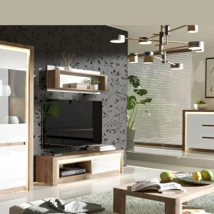 magasin paris Étagère LIVOCO 120 Cm Chêne Ribbec/blanc 8