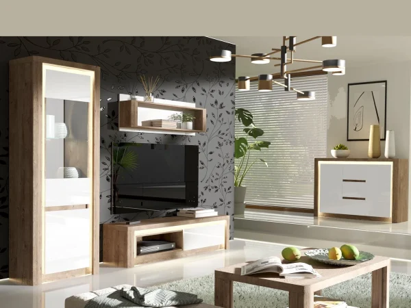 magasin paris Étagère LIVOCO 120 Cm Chêne Ribbec/blanc 3