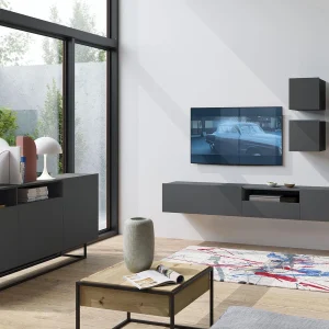 Réductions Mur Tv-hifi ENJOLY 6 Portes 1 Tiroir Graphite 10