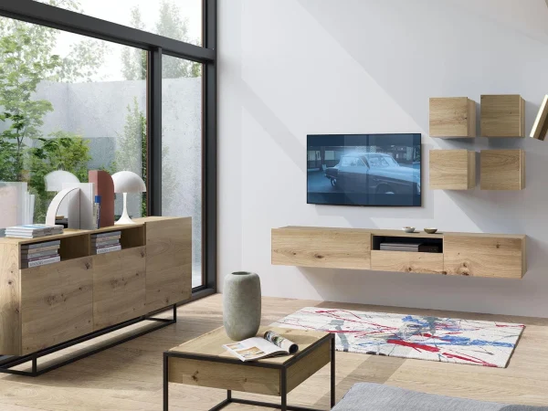 en france Mur Tv-hifi ENJOLY 6 Portes 1 Tiroir Chêne Artisan 3