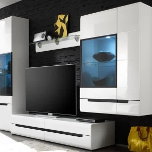 Armoire Murale HERCULE 2 Portes Blanc/blanc Laqué Avec Led soldes 13
