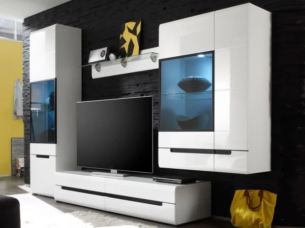 Armoire Murale HERCULE 2 Portes Blanc/blanc Laqué Avec Led soldes 5