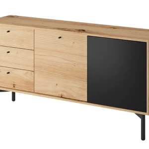 vente en ligne pas cher Commode FLOWER 2 Portes 3 Tiroirs Chêne Artisan/noir 14