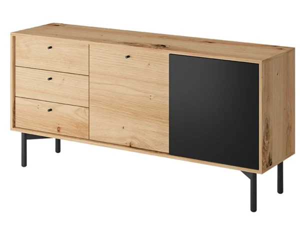vente en ligne pas cher Commode FLOWER 2 Portes 3 Tiroirs Chêne Artisan/noir 5