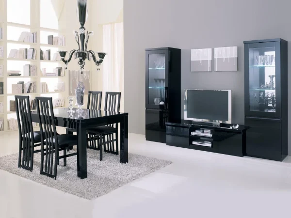 Vitrine ROMEO 2 Portes Noir Laque Avec Led boutique en ligne 5