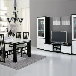 Nouvelle tendance Vitrine REBECCA 2 Portes Noir Laque/blanc Laque Avec Led 13