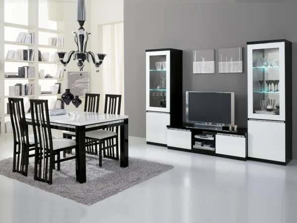 Nouvelle tendance Vitrine REBECCA 2 Portes Noir Laque/blanc Laque Avec Led 5