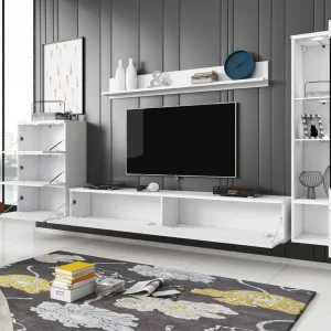 prix pas cher Mur Tv-hifi VITTORIO 7 Portes Blanc Brillant Sans Led 13