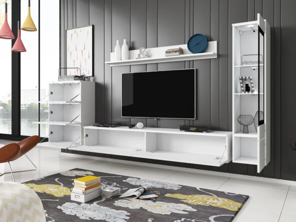 prix pas cher Mur Tv-hifi VITTORIO 7 Portes Blanc Brillant Sans Led 5