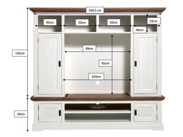 SOLDES TOUT À Mur Tv-hifi CASABLANCA 4 Portes Havanna/blanc 6