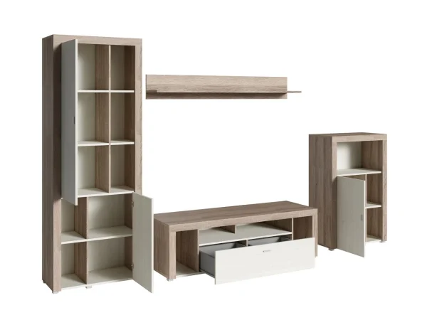 Mur Tv-hifi NILA 3 Portes 1 Tiroir Abattante Bouleau Cibiu/sonoma Truffé boutique pas cher 4