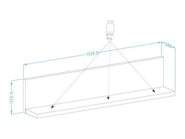Etagère Murale BOTSWANA 150 Cm Béton pas cher en vente 6