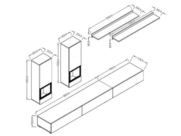 Mur Tv-hifi BABEL 5 Portes Blanc/blanc Laqué Sans Led vente pas cher 6