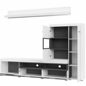 REMISE allant Mur Tv-hifi CARLOS II 4 Portes Blanc/blanc Brillant 11