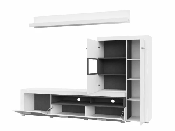 REMISE allant Mur Tv-hifi CARLOS II 4 Portes Blanc/blanc Brillant 4